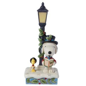 CAROLING IN THE SHOW SNOOPY / WOODSTOCK LAMP POST 21CM