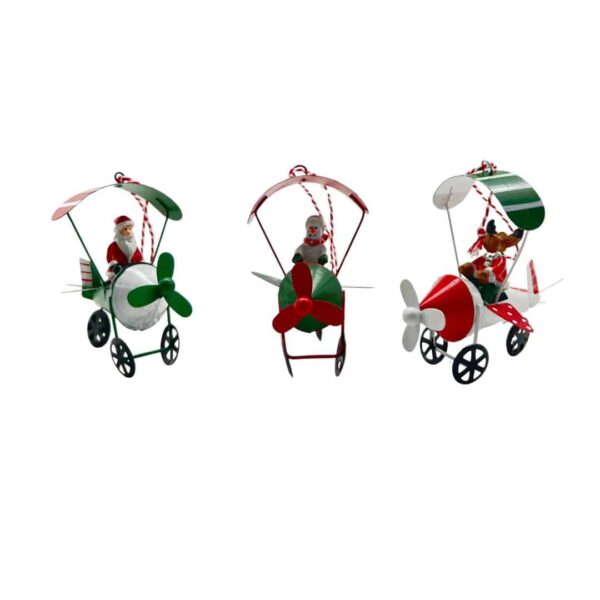 PLANE METAL HANGING DECORATION 3 ASSORTED