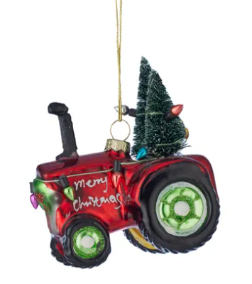 TRACTOR WITH TREE HANGING ORNAMENT 8CM