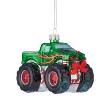 MONSTER TRUCK GLASS HANGING ORNAMENT 11CM