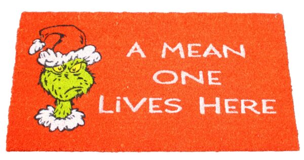 A MEAN ONE LIVES HERE DOOR MAT GRINCH RANGE